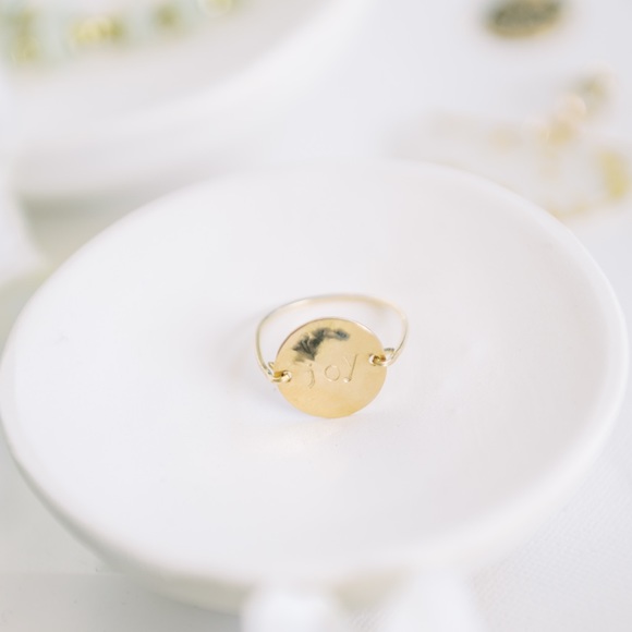 Hand Stamped Gold Filled Circle Ring - Picture 2 of 7